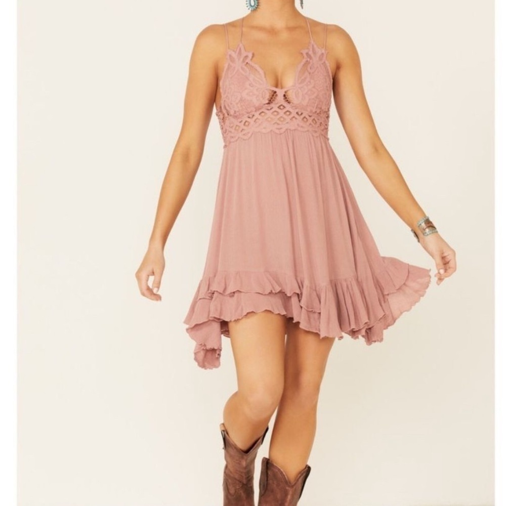 Free People FP Adella Pink Lace Mini Dress nwt,#18 - Picture 2 of 5